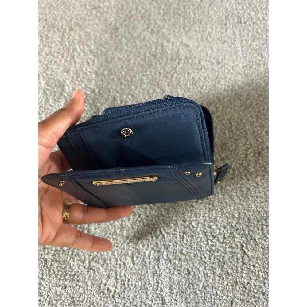 Unbranded Unisex Slim Fold Wallet Blue Leather Credit Card Holder